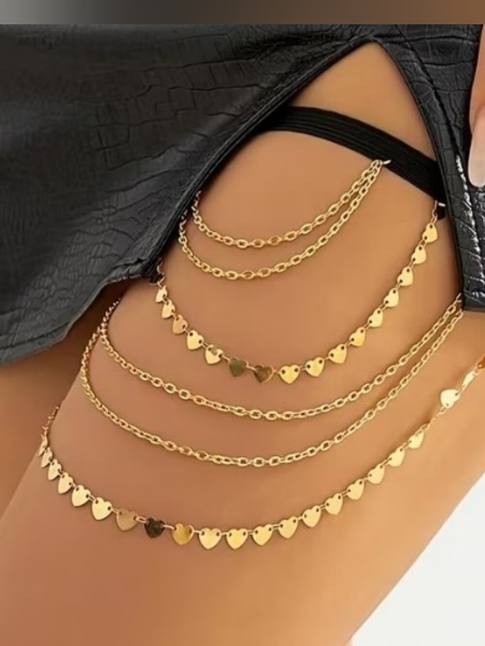 B2G1F Gold Heart Layered Thigh Chain